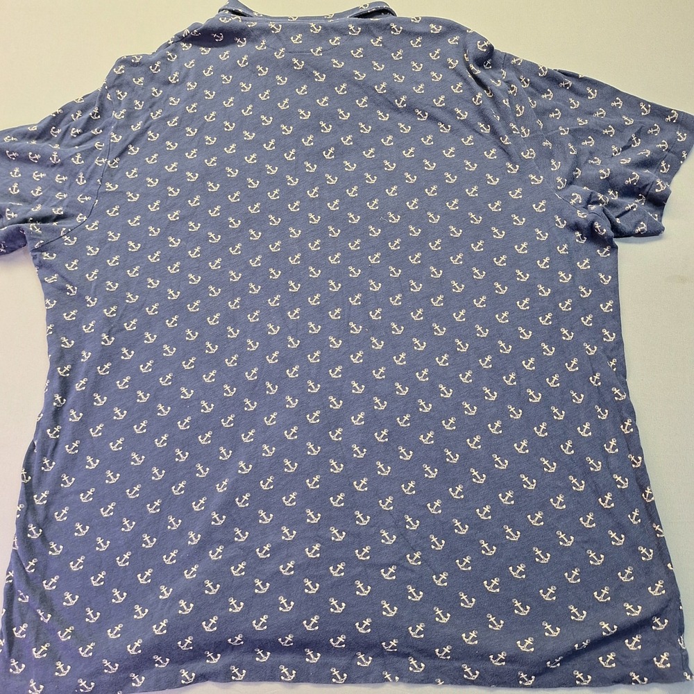 Polo Ralph Lauren Mens XXL Navy Blue Anchor Print Cotton Short Sleeve Polo Shirt - Picture 7 of 8